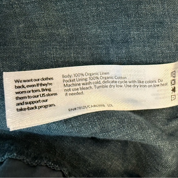 Eileen Fisher Organic Linen green Wide-Leg Trouser Pant/size LP - Picture 6 of 6